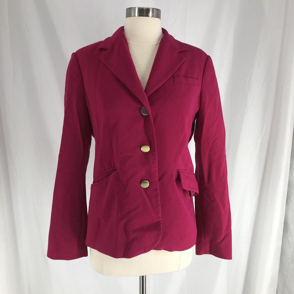 Jacob Womens Fuschia Pink 3 Button Blazer Jacket Size Medium